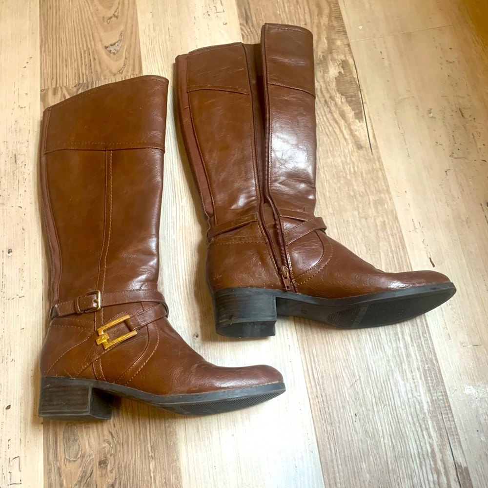 Brown knee high boots